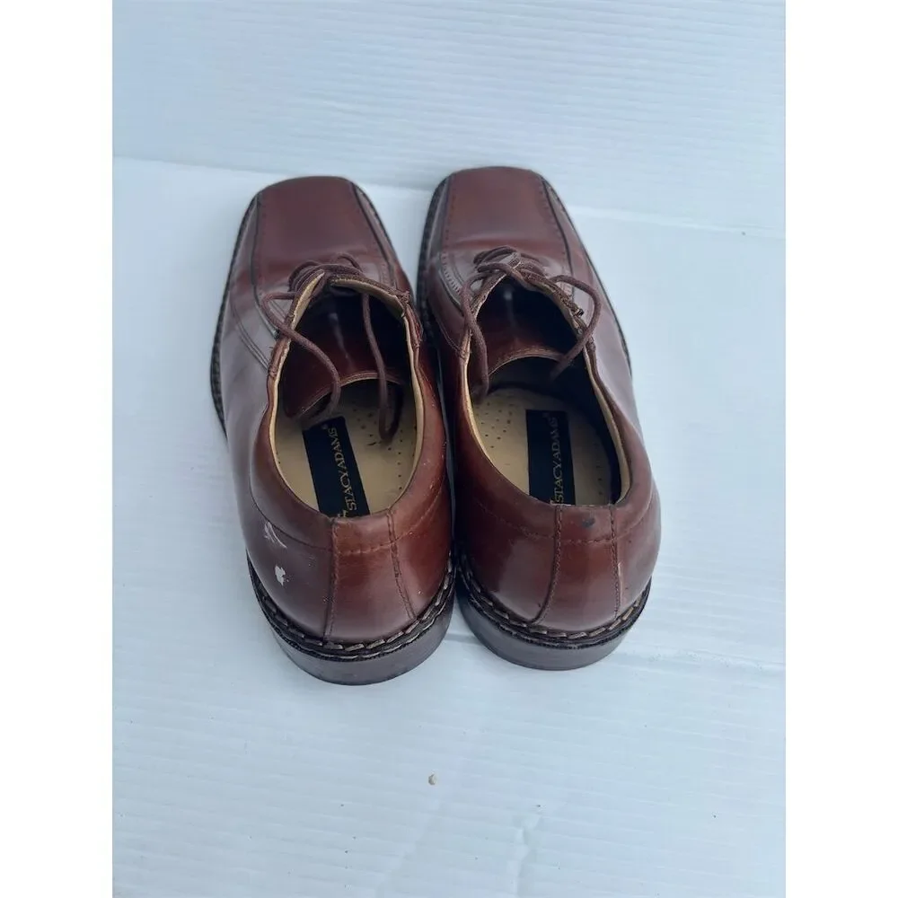 Stacy Adams Men's Brown Leather Square Toe Oxford Dress‎ Shoes 10.5 M
